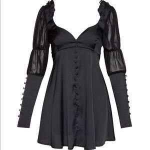 For Love & Lemons Priscilla black puff long sleeve silky bridgerton dress